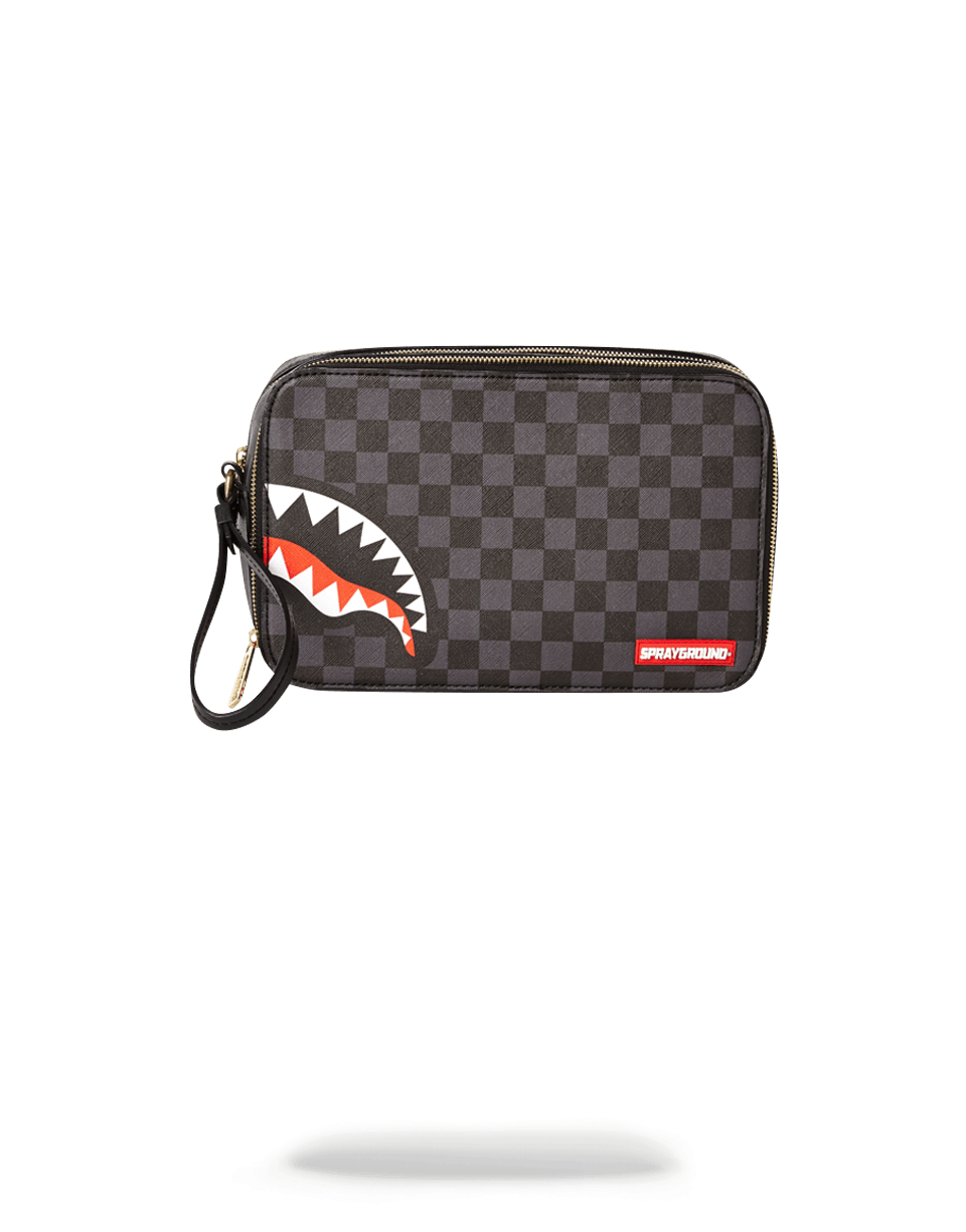 SHARKS IN PARIS (BLACK CHECKERED EDITION) TOILETRY AKA MONEY BAGS