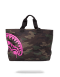 PINK STENCIL SHARK CAMO TOTE