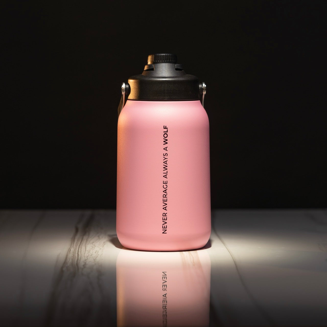 64oz Flask Pink Black Letters