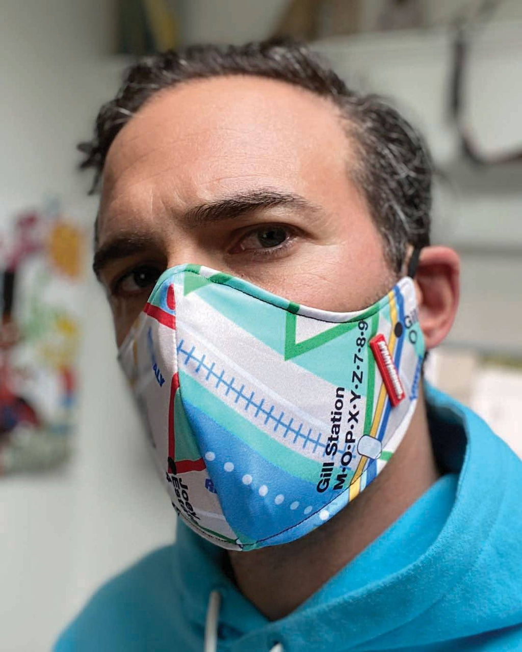 NYC SHARK MAP MASK (FORM-FITTING)