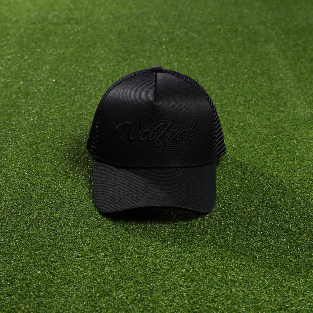 Trucker Hat Script Alpha Black