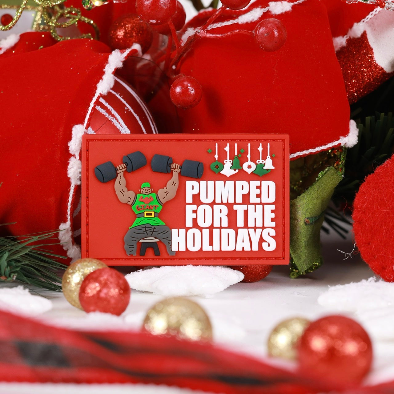 Pumped For The Holidays Merry Christmas Patch