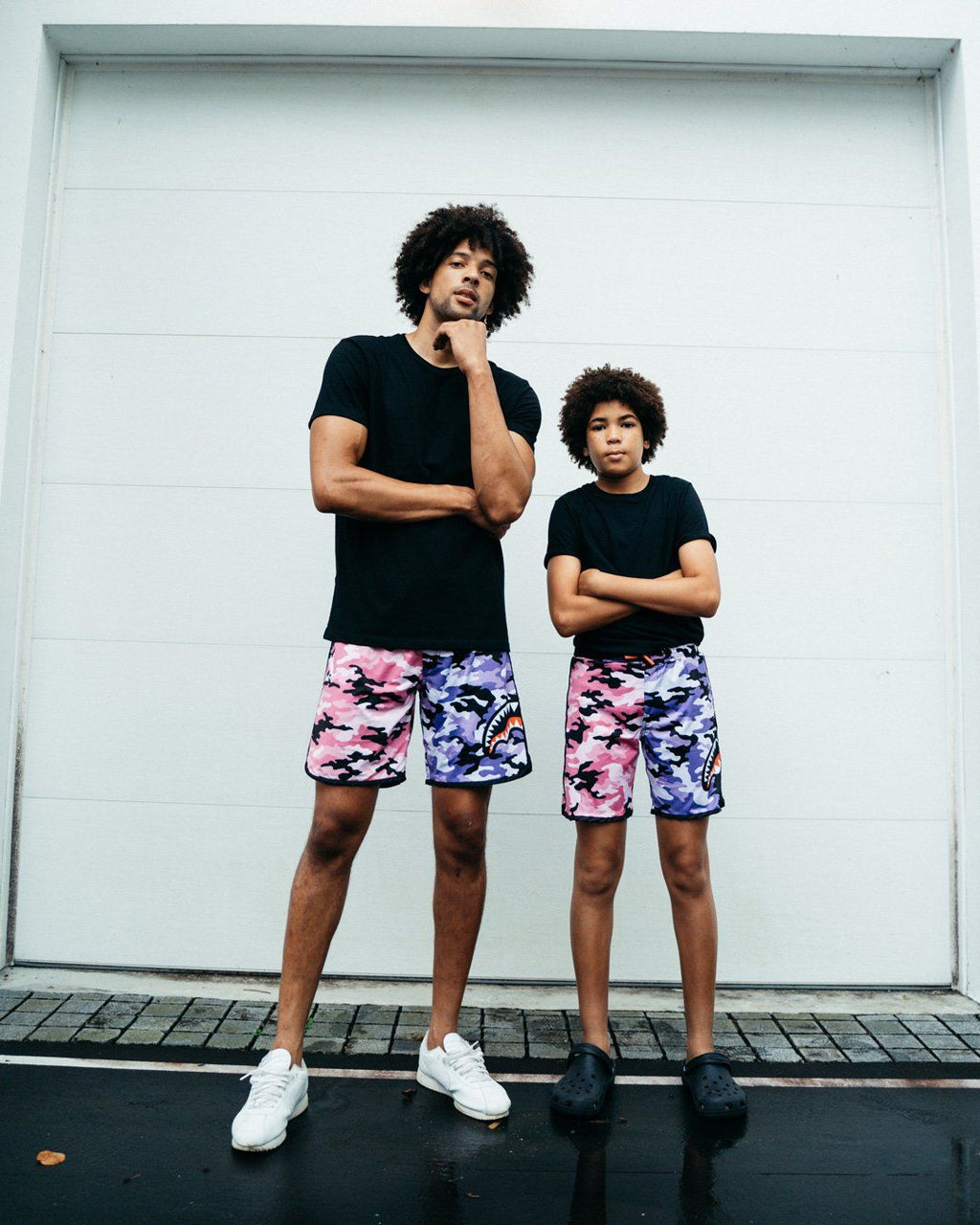 SPLIT CAMO CORTO SWIM TRUNKS
