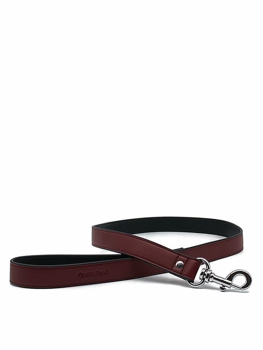 Luxury Dog Leash Burgundy Red & Black