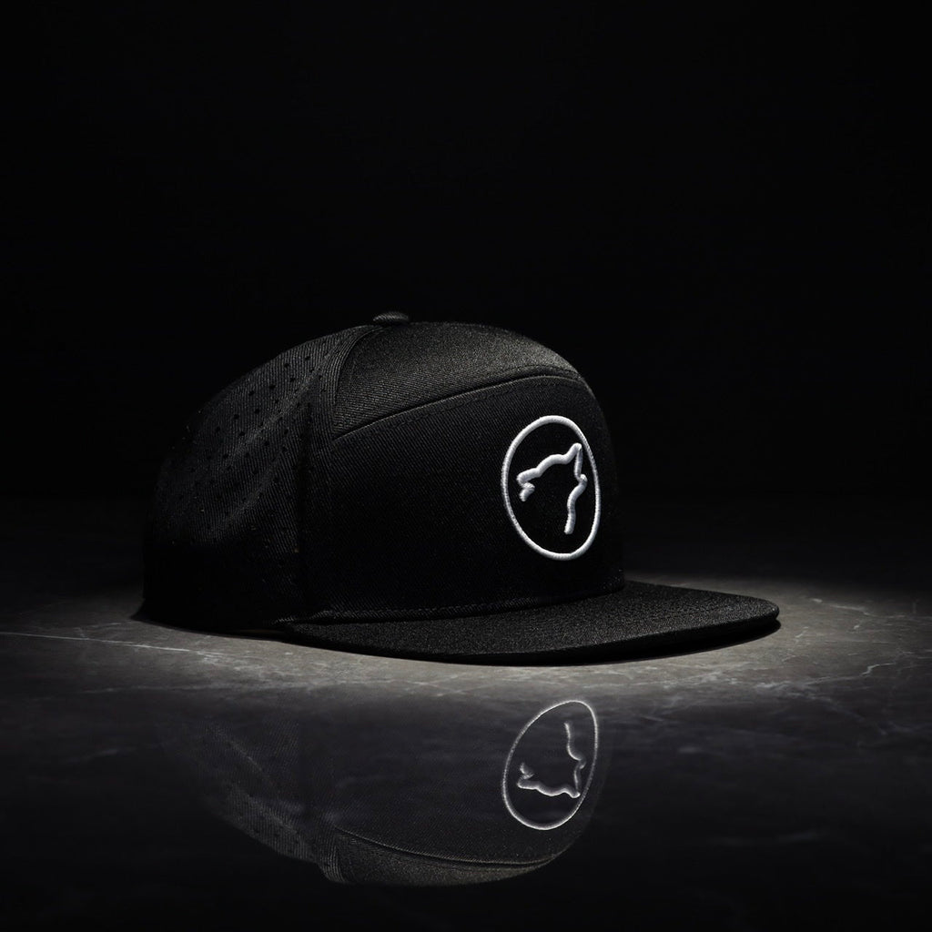 Flat Bill Snapback Hat Alpha Black White Accents