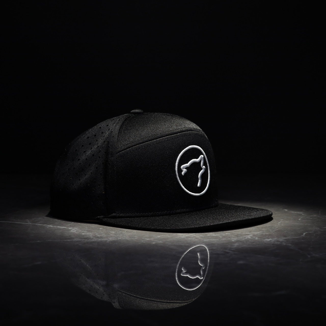 Flat Bill Snapback Hat Alpha Black White Accents