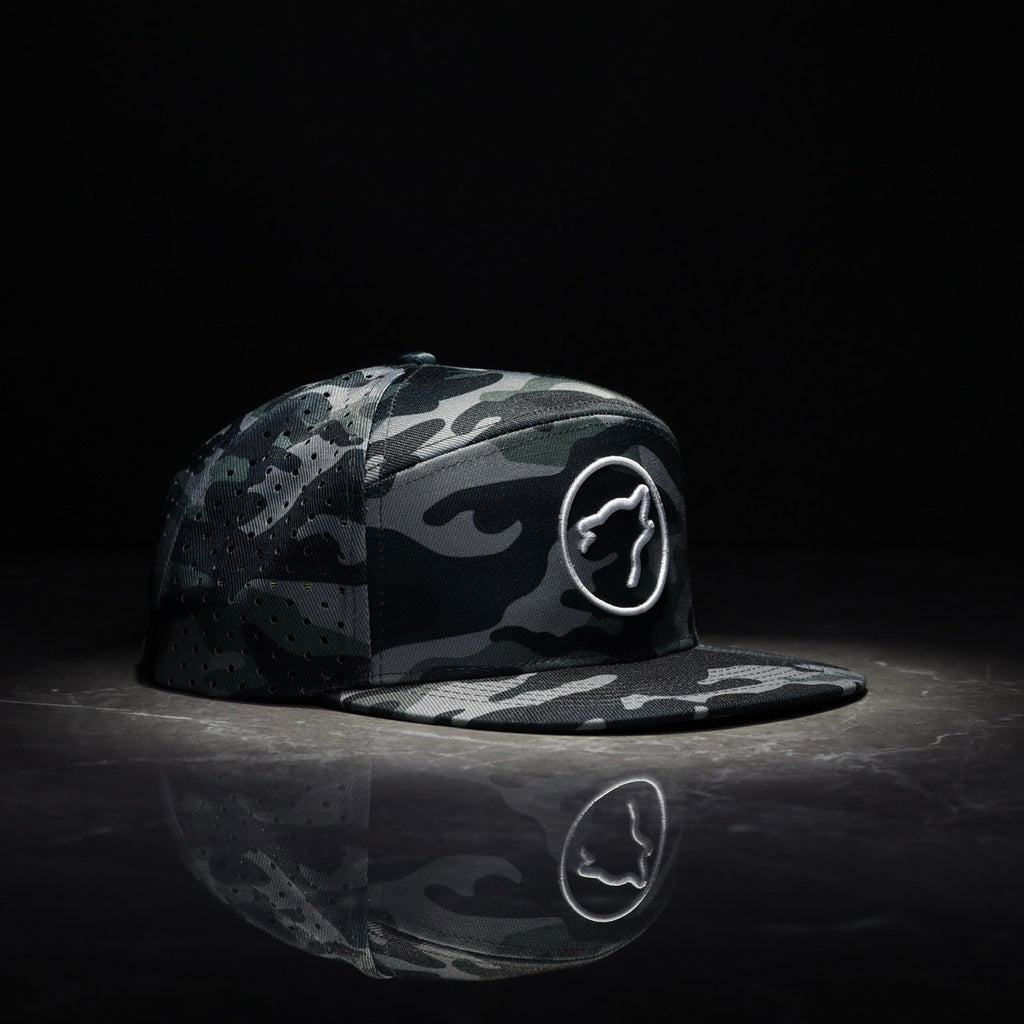 Flat Bill Snapback Hat Gunmetal Camo