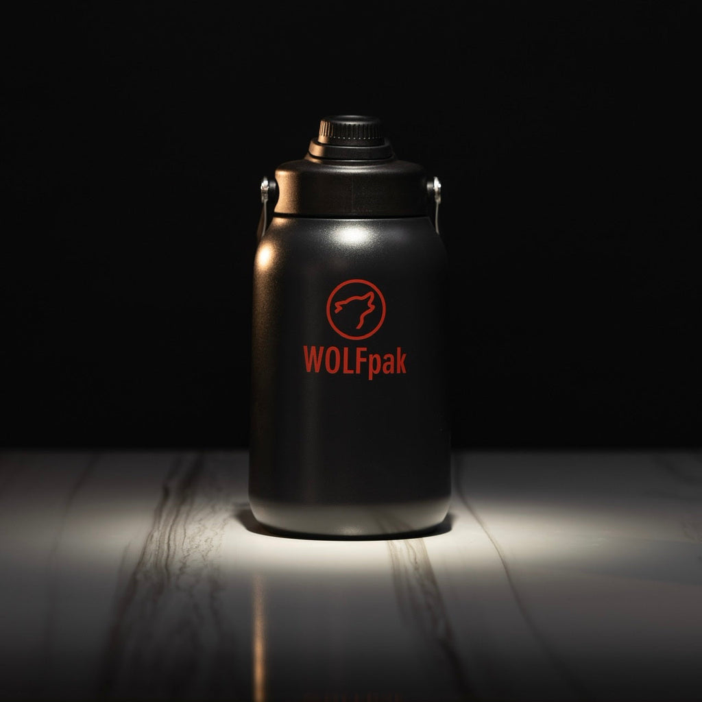 64oz Flask Black Red Letters