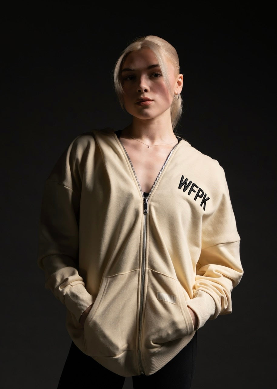 Cream Zip Up Hoodie