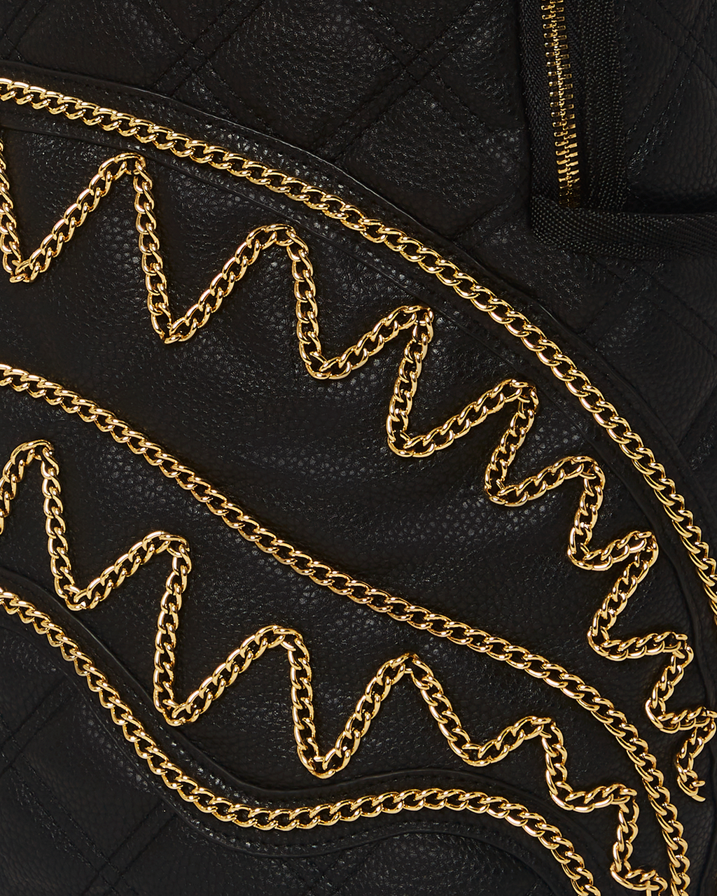 NOIR QUILT GOLD CHAIN SHARK BACKPACK (DLXV)