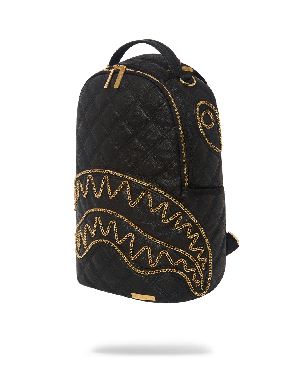 NOIR QUILT GOLD CHAIN SHARK BACKPACK (DLXV)