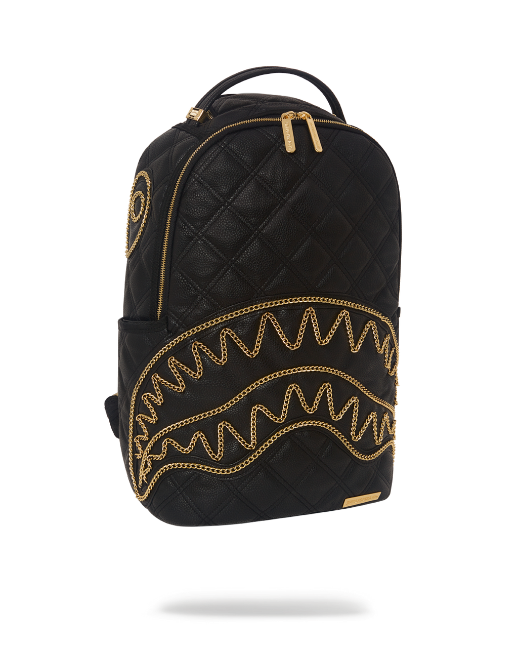 NOIR QUILT GOLD CHAIN SHARK BACKPACK (DLXV)