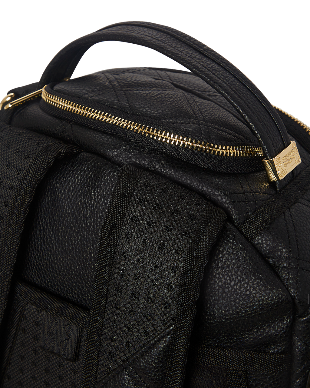 NOIR QUILT GOLD CHAIN SHARK BACKPACK (DLXV)
