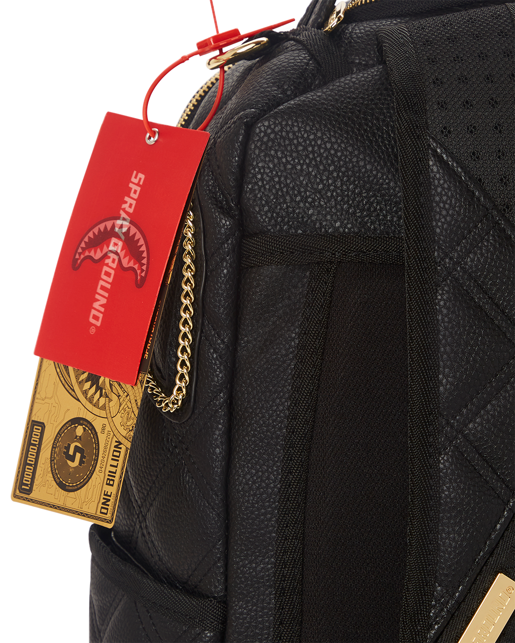 NOIR QUILT GOLD CHAIN SHARK BACKPACK (DLXV)