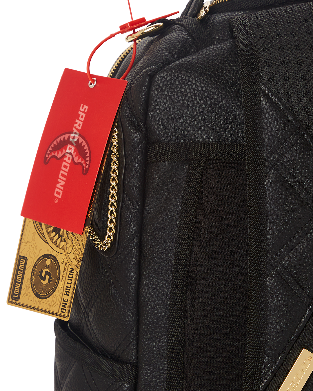 NOIR QUILT GOLD CHAIN SHARK BACKPACK (DLXV)