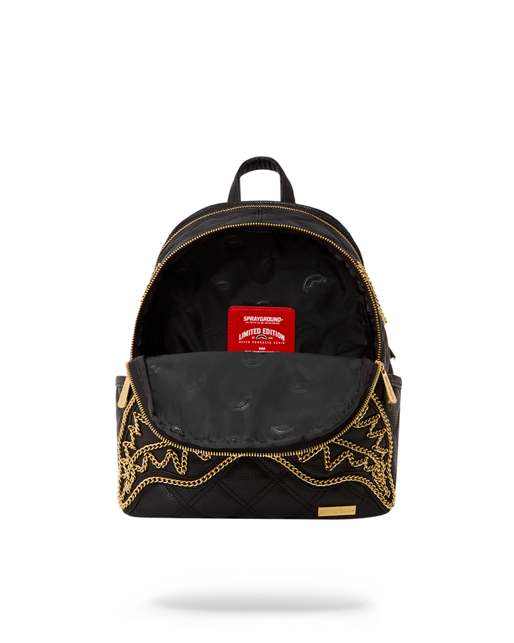 NOIR QUILT GOLD CHAIN SHARK SAVAGE BACKPACK