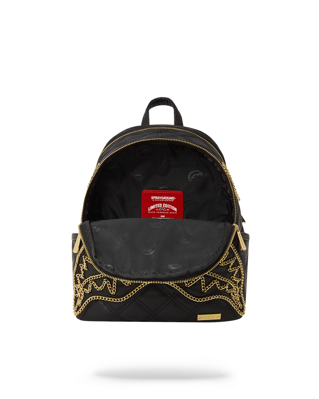 NOIR QUILT GOLD CHAIN SHARK SAVAGE BACKPACK