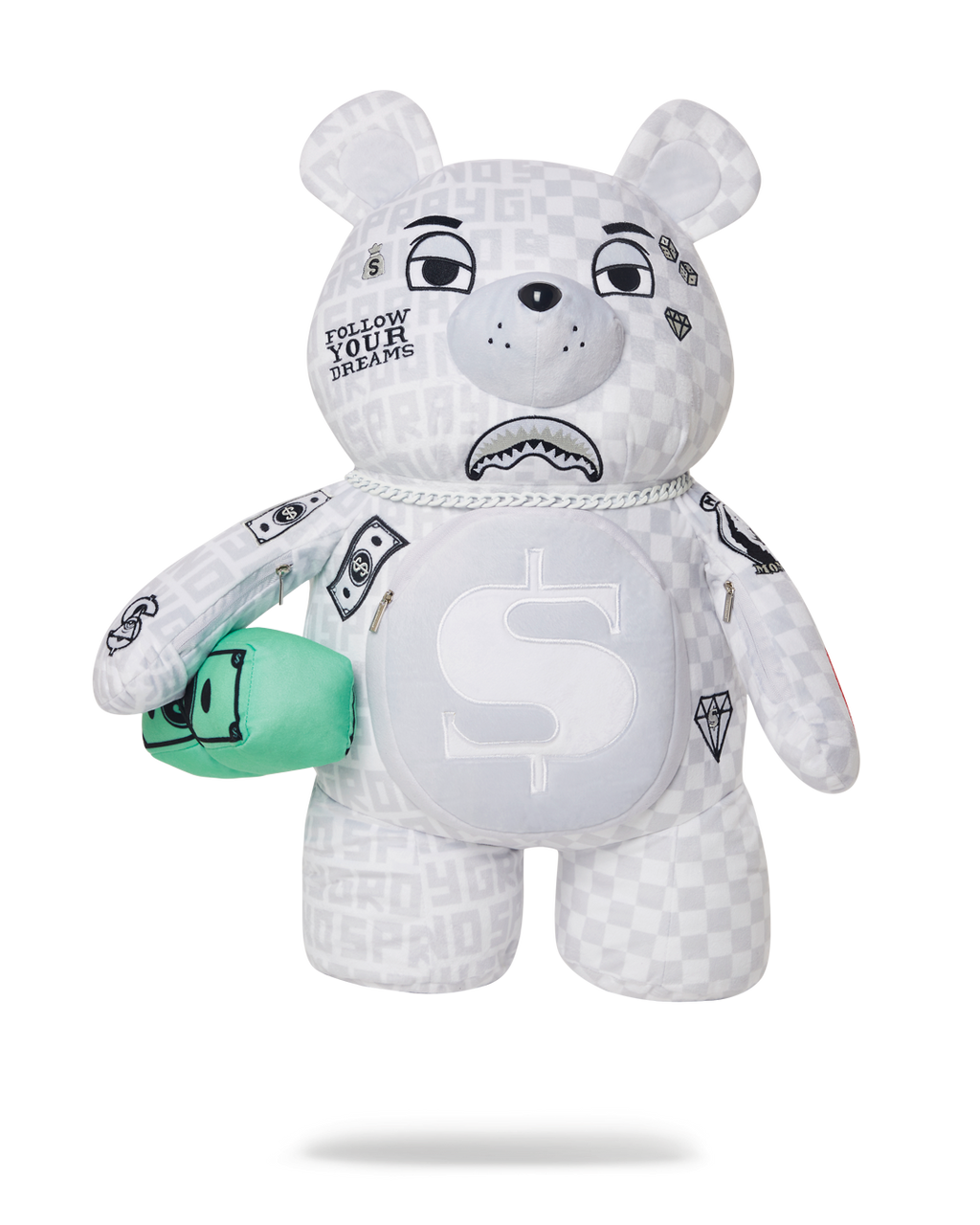 SPLIT THE CHECK (PEARL) MONEYBEAR TEDDYBEAR BACKPACK