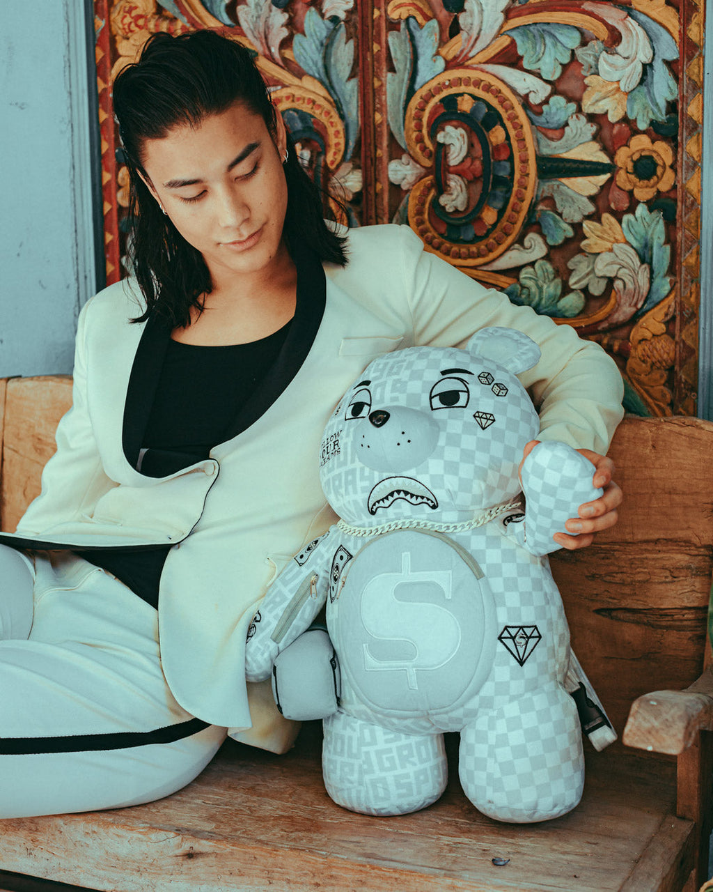 SPLIT THE CHECK (PEARL) MONEYBEAR TEDDYBEAR BACKPACK