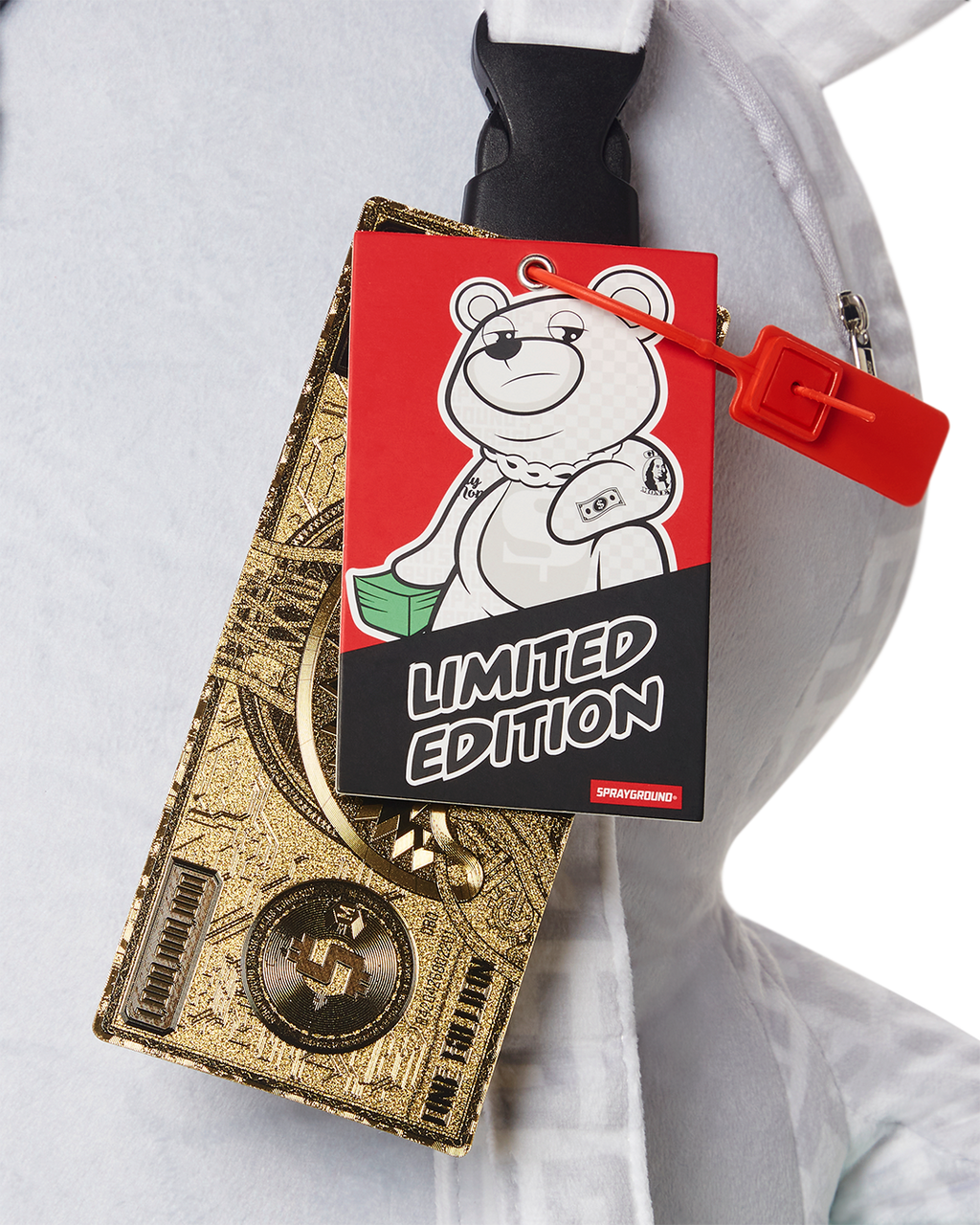 SPLIT THE CHECK (PEARL) MONEYBEAR TEDDYBEAR BACKPACK