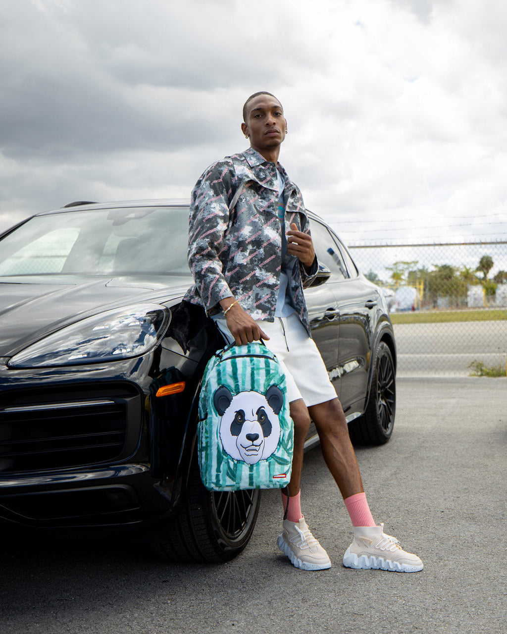 PANDA COZY VELOUR FUR BACKPACK