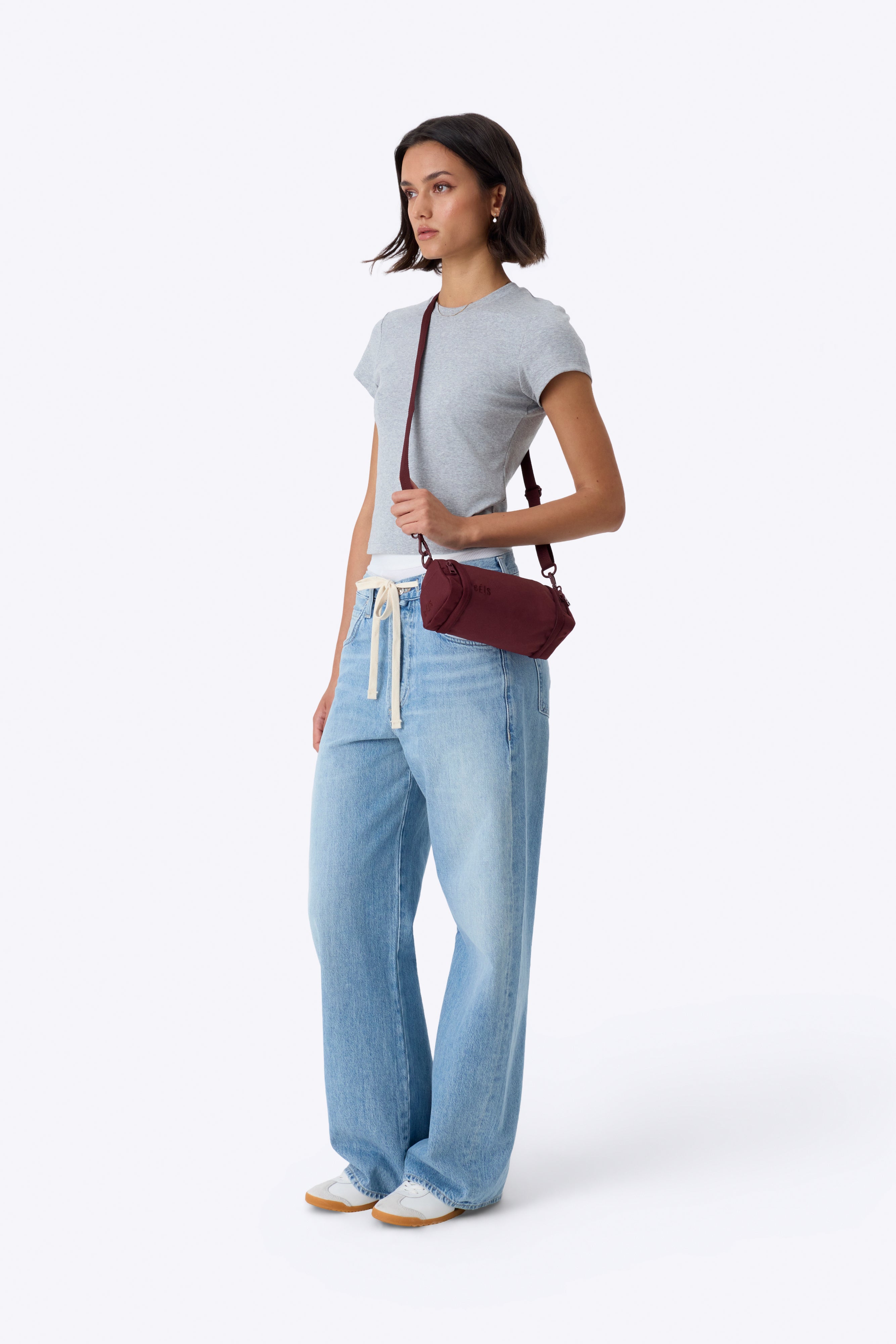 The Expandable Crossbody Charm in Burgundy