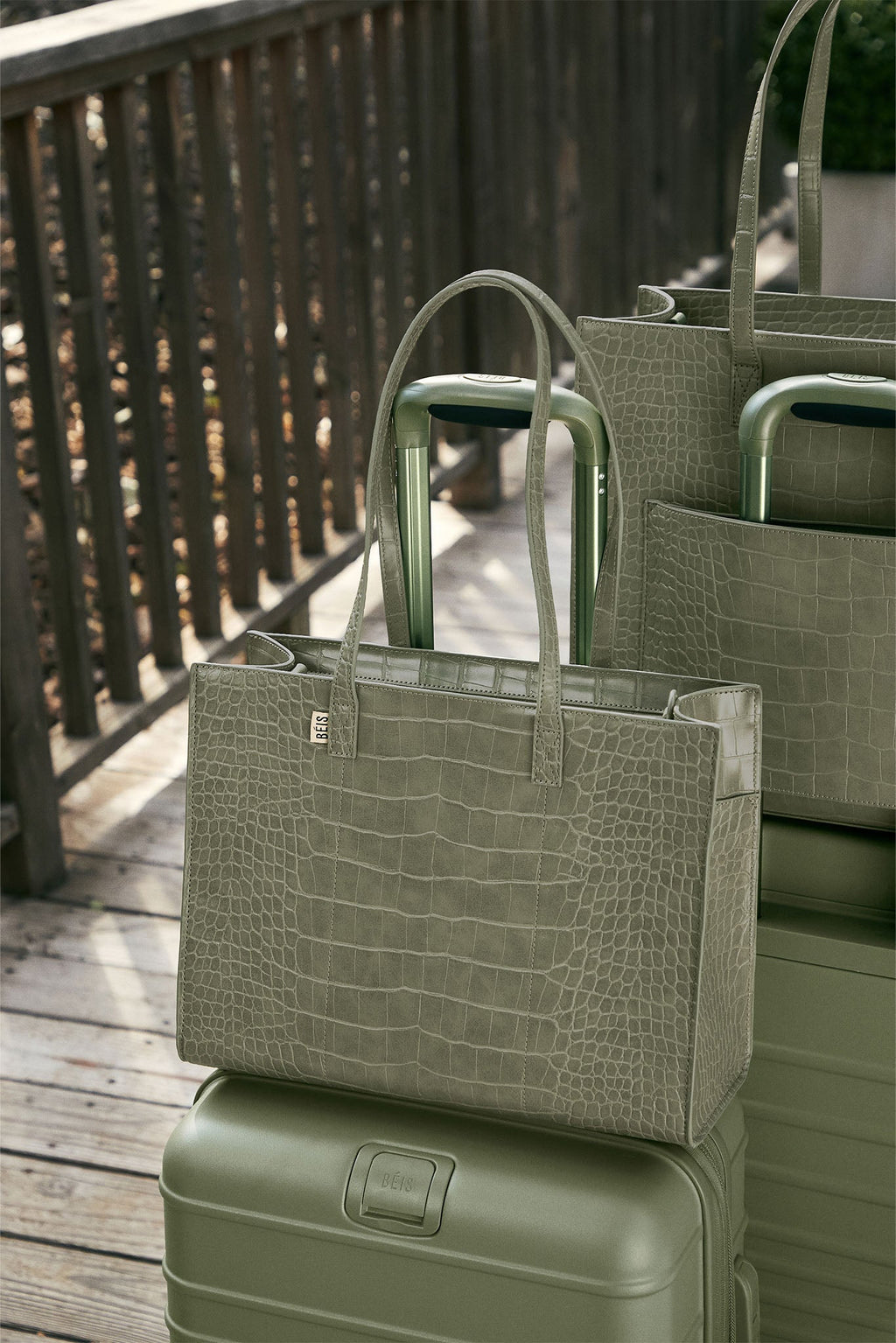 Resale The Work Tote in Olive Croc