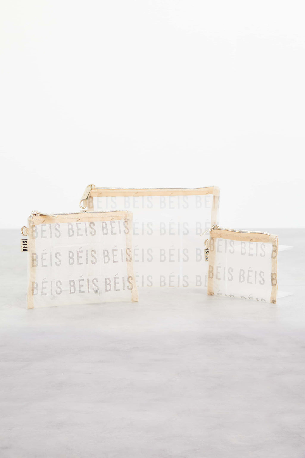 The Mesh Pouch Trio in Beige