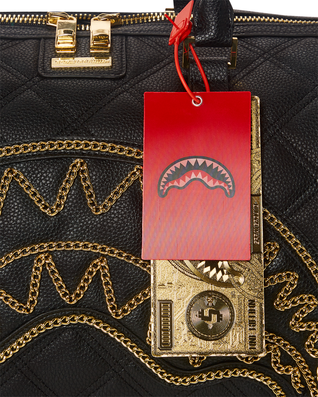 NOIR QUILT GOLD CHAIN SHARK DUFFLE