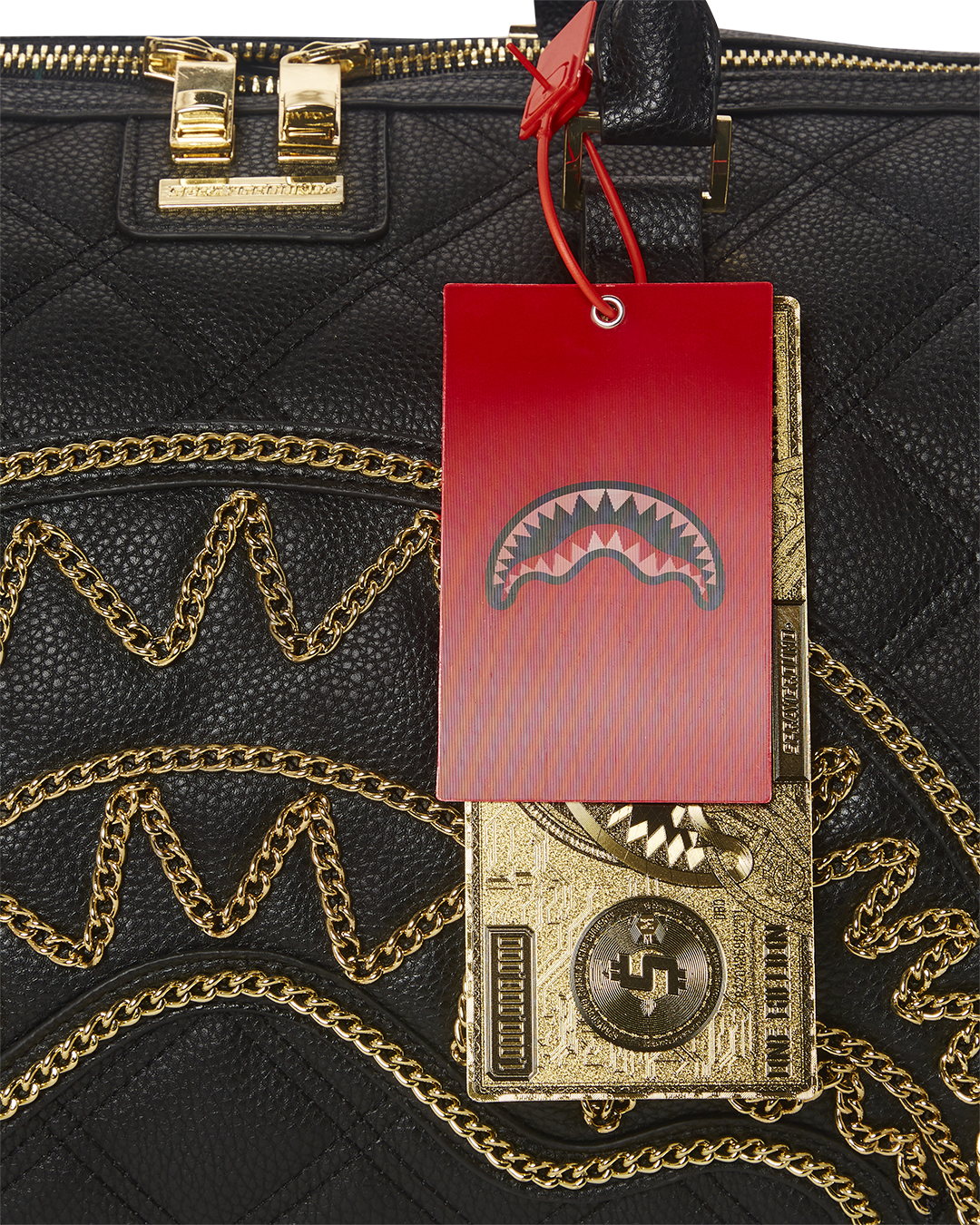 NOIR QUILT GOLD CHAIN SHARK DUFFLE