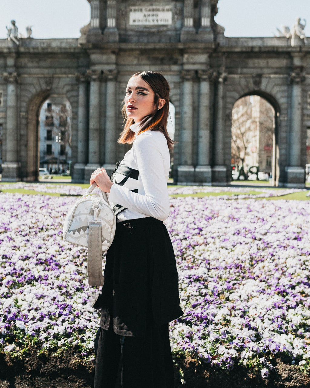 MONEY PATTERN POWDER MINI DUFFLE