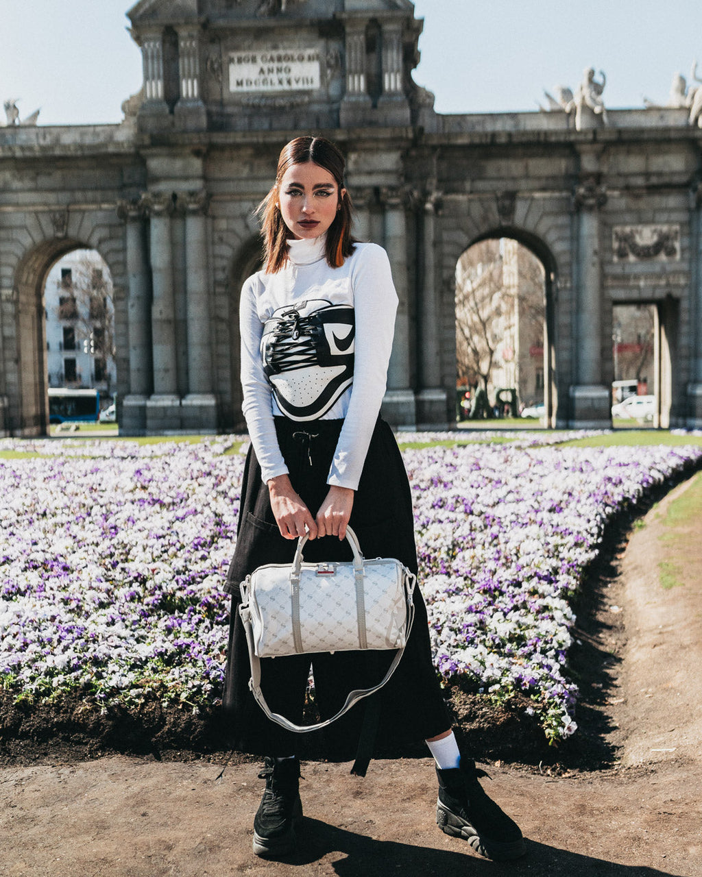 MONEY PATTERN POWDER MINI DUFFLE