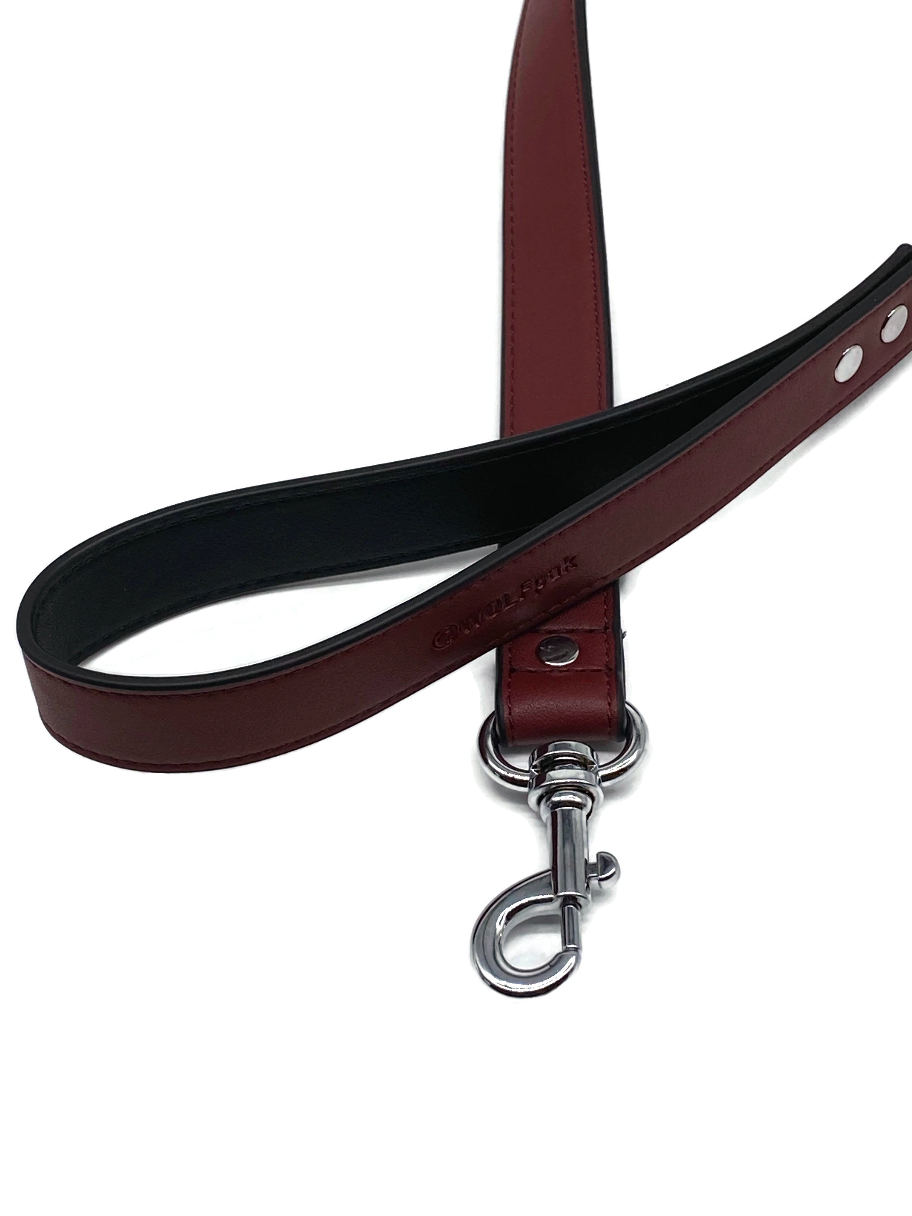 Luxury Dog Leash Burgundy Red & Black