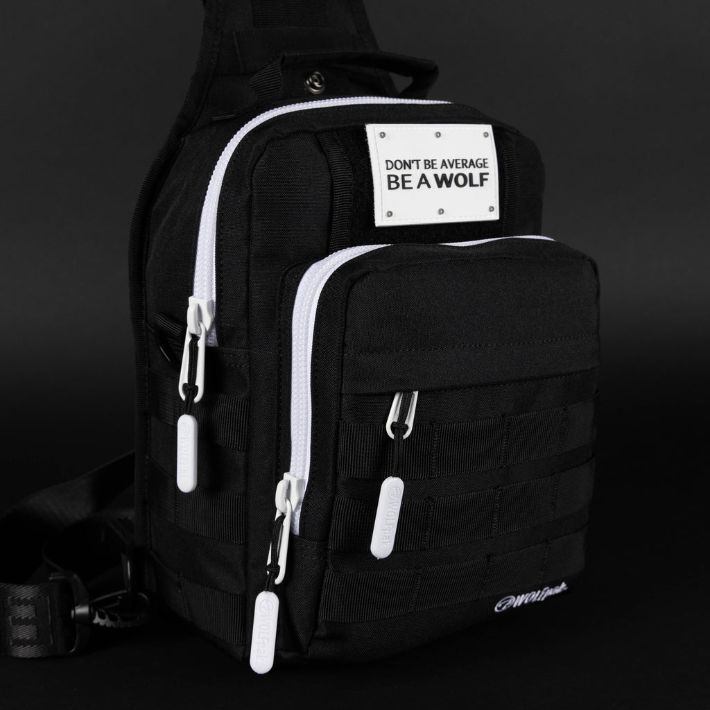 9L Tactical Sling Bag Alpha Black with White Accents