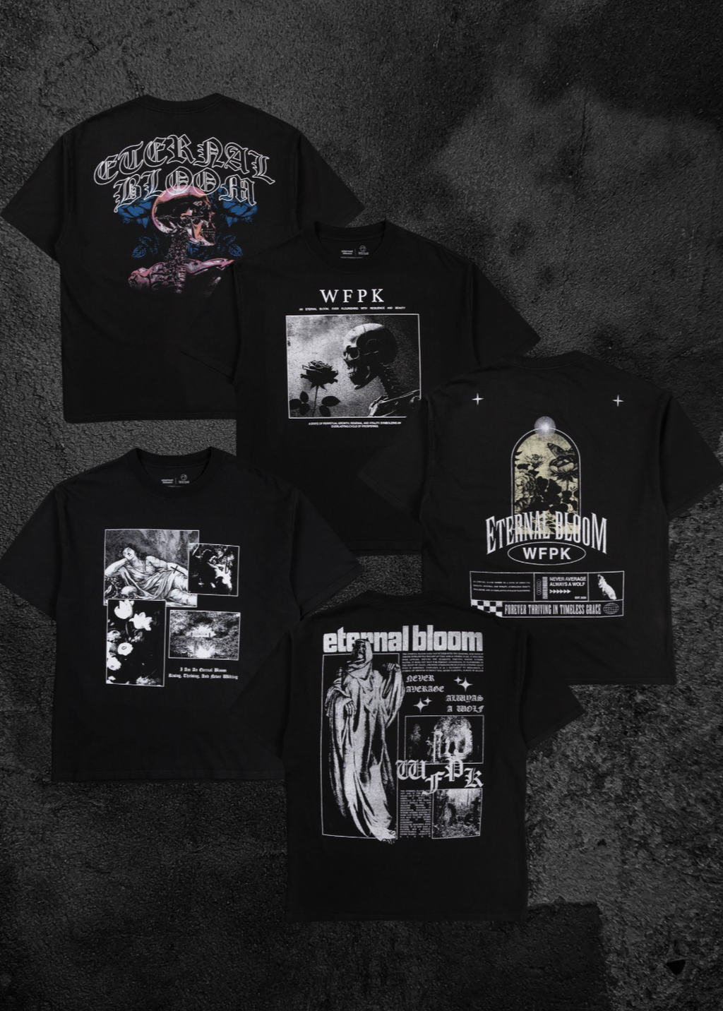 Eternal Bloom Graphic T-Shirt Bundle Black