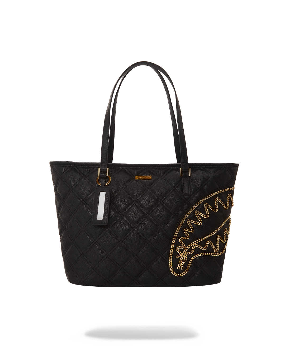 NOIR QUILT GOLD CHAIN SHARK TOTE