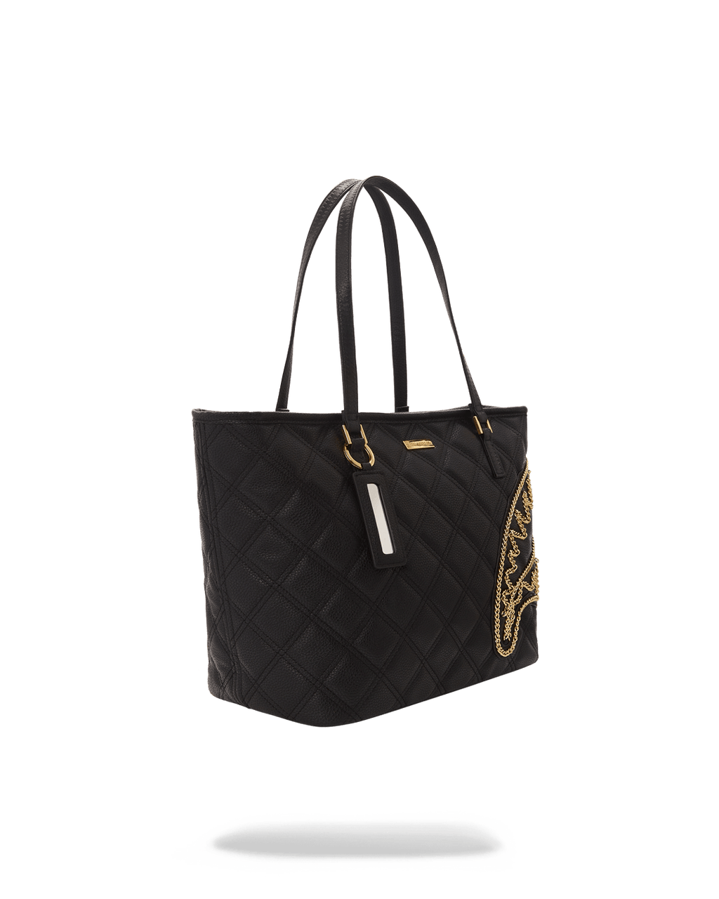 NOIR QUILT GOLD CHAIN SHARK TOTE