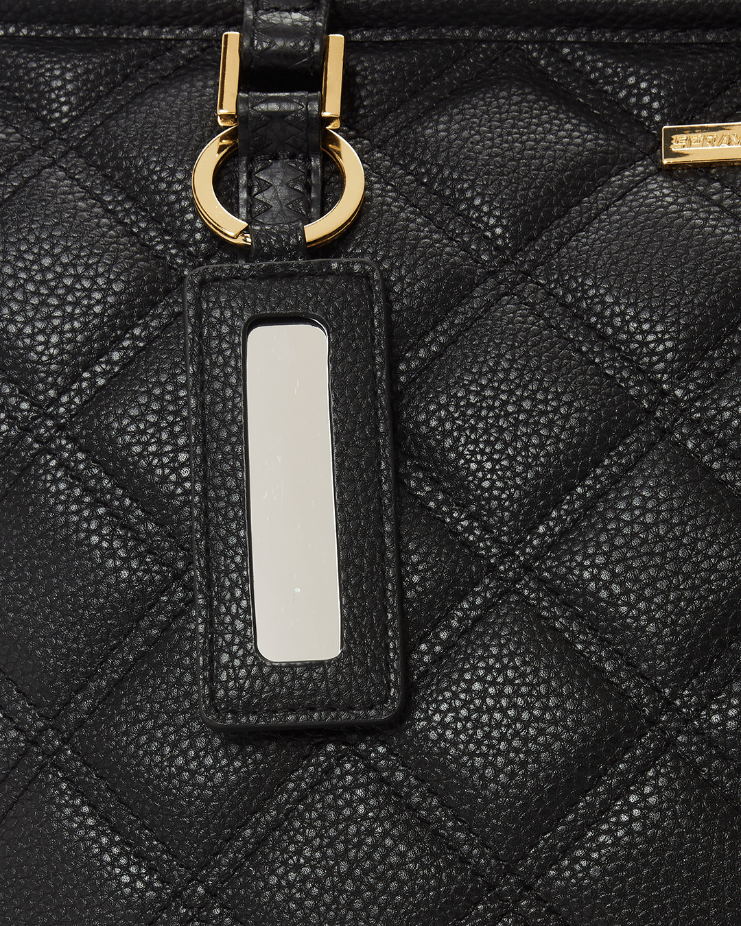 NOIR QUILT GOLD CHAIN SHARK TOTE