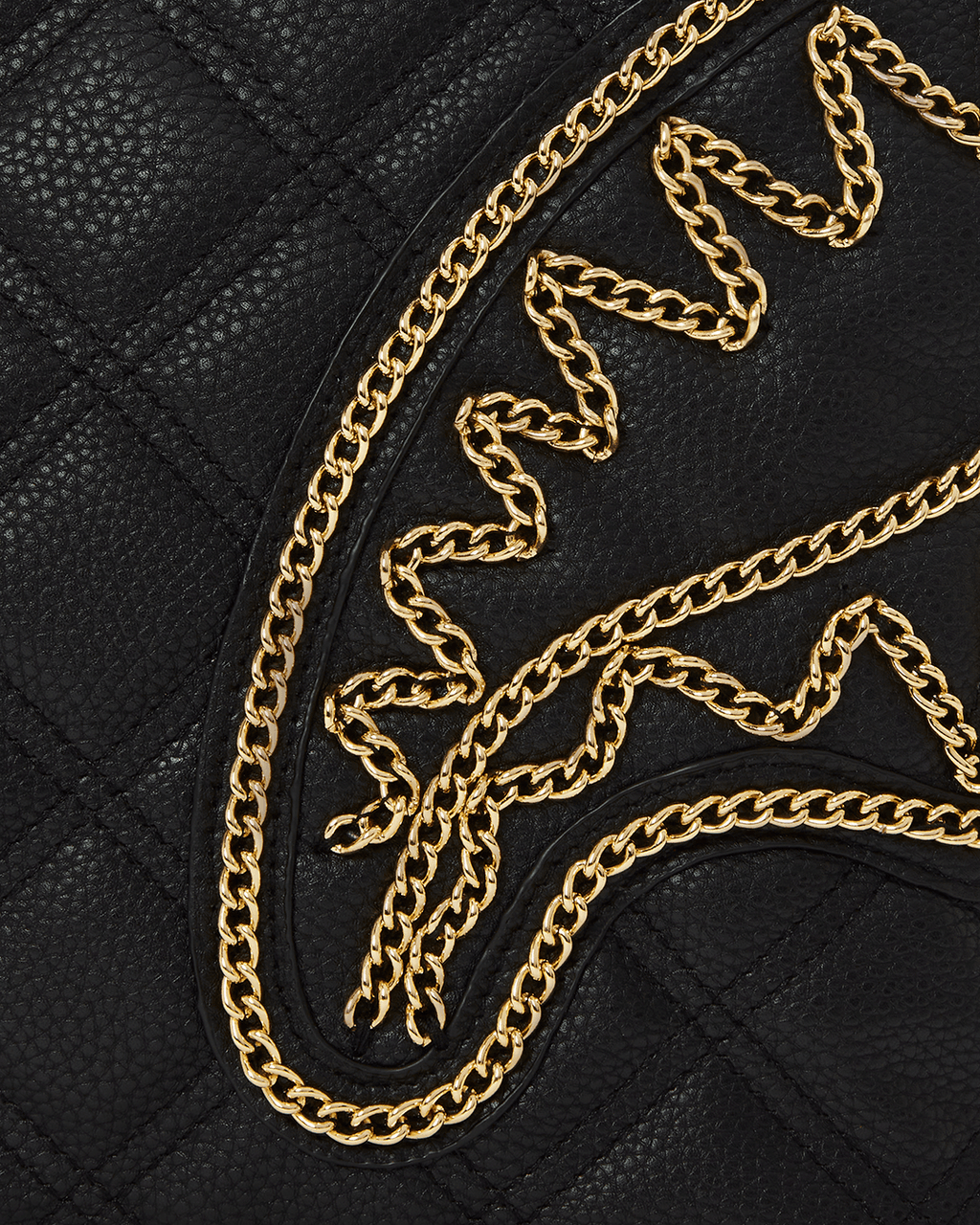 NOIR QUILT GOLD CHAIN SHARK TOTE