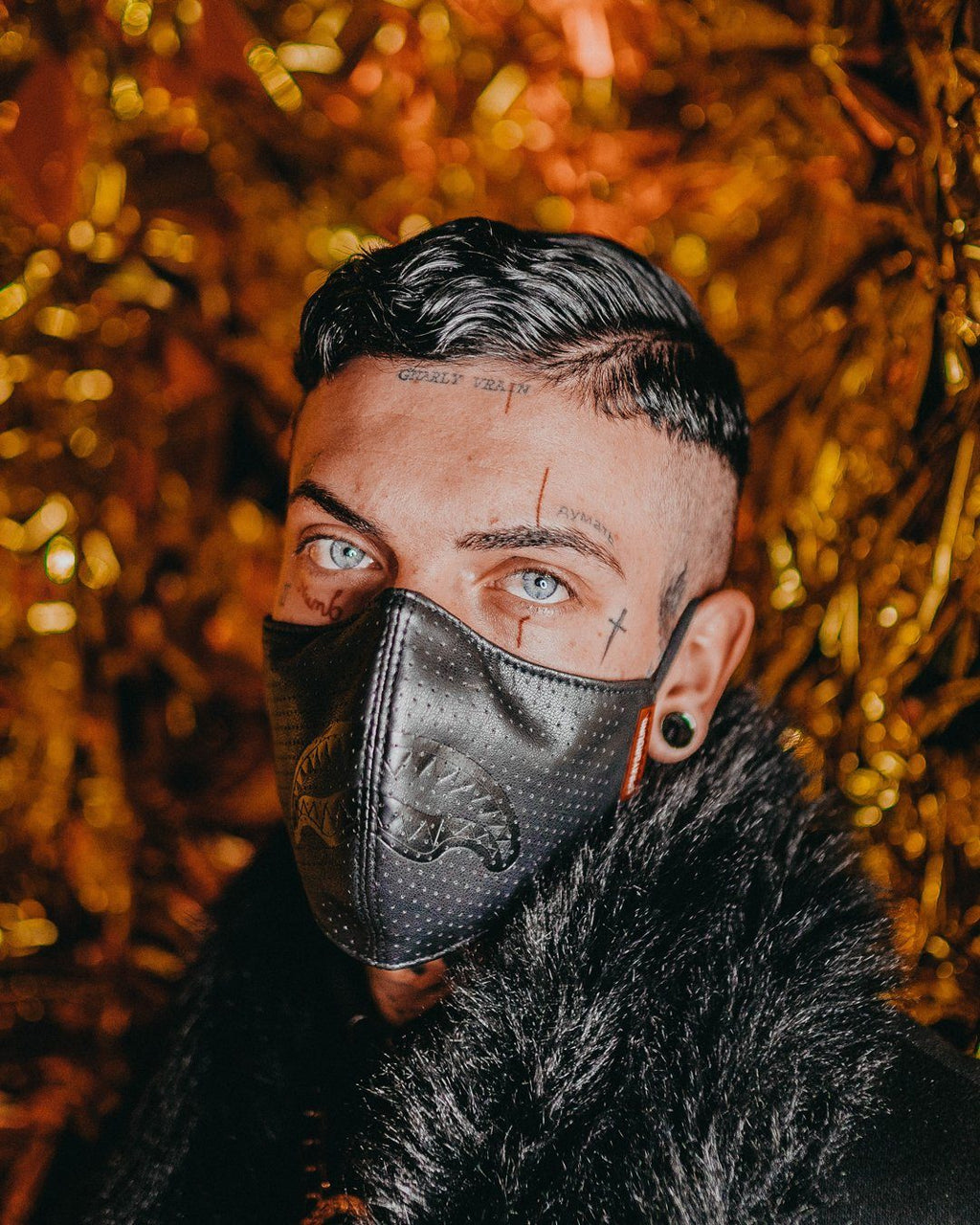 MIDNIGHT SHARK VEGAN LEATHER FACEMASK