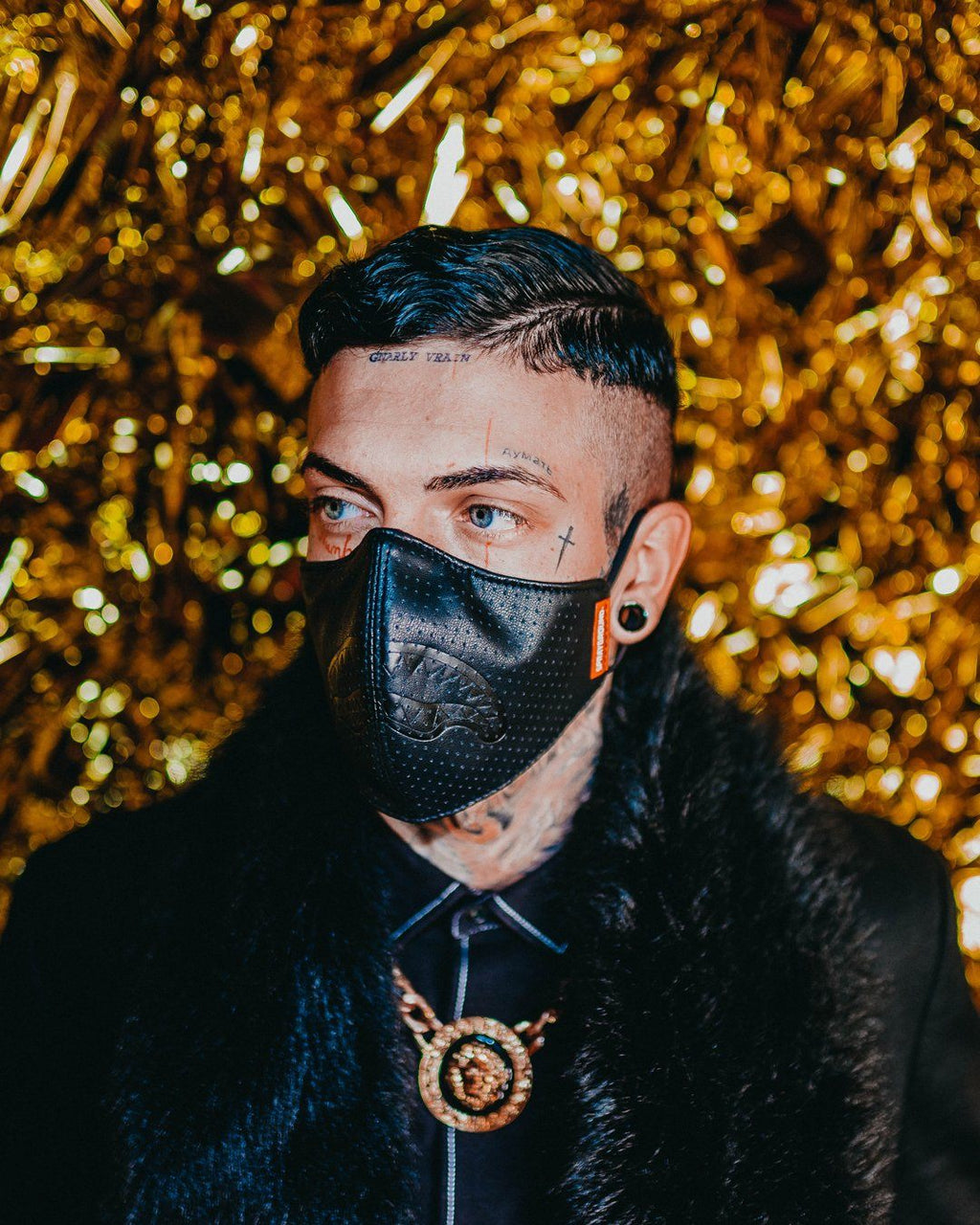 MIDNIGHT SHARK VEGAN LEATHER FACEMASK