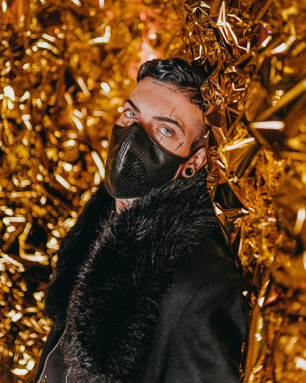 MIDNIGHT SHARK VEGAN LEATHER FACEMASK